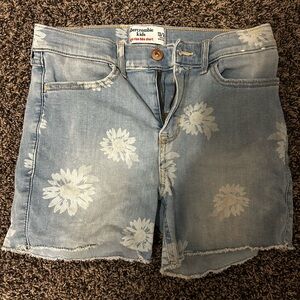 Abercrombie Kids Light Blue Floral Jean Shorts
